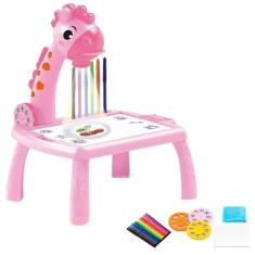 Lousa Mágica Com Projetor Girafinha Desenhar E Aprender Rosa