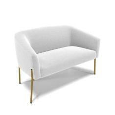 Sofá Namoradeira 2 Lugares Pé Ferro Dourado Stella Bouclê Off Wte D03 