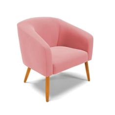 Poltrona Stella Suede Pés Palito Castanho - D'rossi Cor Rose - DROSSI