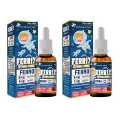 Kit Com 2 FERRIX Suplemento de Ferro em Gotas Kids 30ml Flora Nativa d