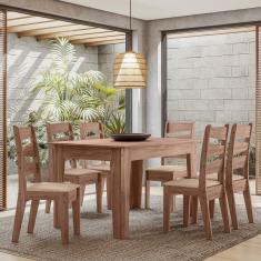 Conjunto Sala de Jantar Italia 1,35 com 6 Cadeiras Amendoa 51C