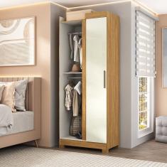 Guarda-roupa Canto Reto Paris com Pés Espresso Móveis Cinamomo/Off White