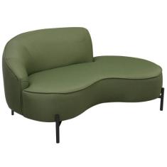 Sofá Curvo 3 Lugares 180cm Braço Dir. Thommy Pés Preto Linho Verde Cla