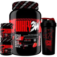 Whey Protein 3w 1,8kg + Bcaa + Creatina + Shaker-Unissex