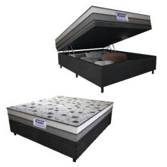 Cama Box Baú Casal Colchão Espuma D33 Fort 138x188x62cm Cinza / Branco