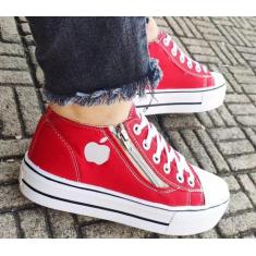 Tenis Plataforma Via Star Shoes ref. 1000 Vermelho, Vermelho, 36