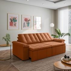 Sofá Cama Retrátil e Reclinável 4 Lugares 280cm Veludo com Molas Palme