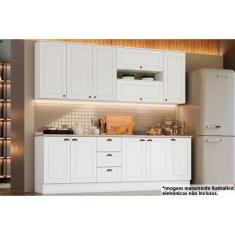Cozinha Modulada Completa Americana 10 Peças 4aéreos+3balcões+3complementos C5p31 Branco