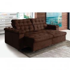 Sofá New Austrália 220cm Retratil Reclinavel Suede Marrom