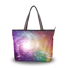 Bolsa de ombro My Daily feminina colorida Galaxy Nebula Stars Universe, Multi, Medium