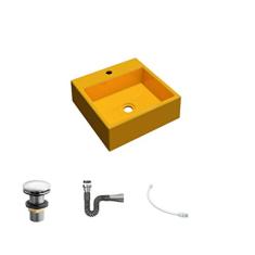 Kit Cuba Q355 C/Válvula Click 1''G + Sifão Cromado + Flexível Amarelo