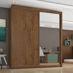 Guarda Roupa Solteiro com Espelho 2 Portas de Correr 4 Gavetas Zurique Móveis Europa