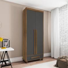 Guarda Roupa Com 2 Portas Trento Cinamomo Grafite