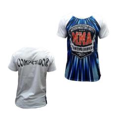 Camisa Camiseta - Mma Fighting Series - Branco/Azul - Duelo Fight -