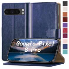 RingPi Capa para celular Google Pixel 8 Pro [couro com bloqueio de RFID], [3 compartimentos para cartão de crédito] capa flip folio book à prova de choque, capas com suporte, mulheres e homens para
