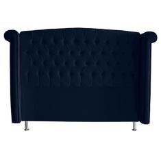 Cabeceira De Cama Box Luxo King 195 Cm Suede Azul Marinho Eli Móveis