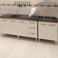 Balcao Pia 160cm E Cooktop 5 Bocas Savana Off White Mobbs Savana Off White