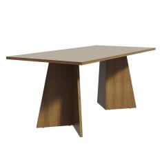 Mesa Jantar Retangular Tampo Madeira Rustic-Crema