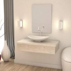 Bancada para Banheiro 80cm com Cuba Canoa L45 e Espelheira 801w Metróp