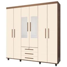 Armário Guarda Roupas 1.84m Madri Roupeiro casal com 6 portas + 3 gave