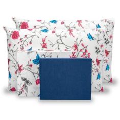 Lençol Queen 180 Fios 04 Peças Kit Jogo De Cama c/ Elástico em Volta P