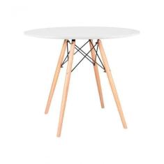 Mesa Eames Eiffel Redondo Tampo De Madeira 110cm Branco