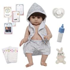 Boneco Reborn Realista 100% Vinil Saída de Banho Coelhinho - Cegonha R