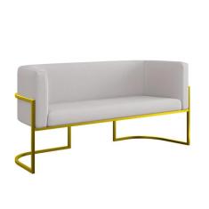 Sofá 2 Lugares Veludo com Base de Metal Dourada Recepção - B BALAQUI D