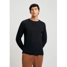 Camiseta Básica Masculina Manga Longa Slim - Hering, P, Preto