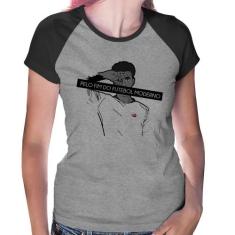 Baby Look Raglan Pelo fim do futebol moderno - Foca na Moda, Cinza, Pr