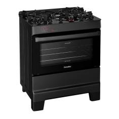 Fogão de Piso 5 Bocas a Gás Esmaltec Ideal Top Glass T5vap Mesa de Vidro Temperado Acendimento Automático Preto Bivolt