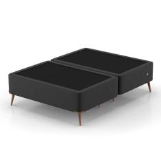 Base para cama box casal com entrada usb night (45x138x188 cm) suede preta