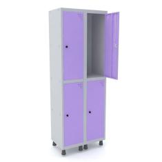 Guarda Volume Roupeiro 4 Portas Aço GRP 502/4 Pandin Móveis Cinza/Lilás