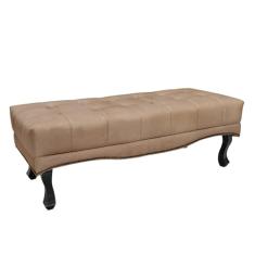 Recamier Decorativo 90cm Loewe Suede Pés de Madeira Bege G63 - Gran Belo