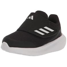 adidas Tênis de corrida unissex infantil Runfalcon 3.0 com tira elástica, Preto/branco/preto, 18
