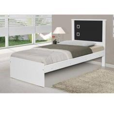 Cama Barcelona Solteiro Branco Com Preto - Tebarrot Móveis