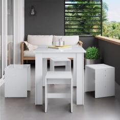 Conjunto Mesa para Sala de Jantar com 4 Banquetas - Móveis Canção