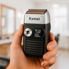 Barbeador Portátil Profissional Elétrico Recarregável Kemei