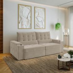 Sofá Retrátil Reclinável 4 Lugares 240cm Porta Copos e USB Embaúba Ext