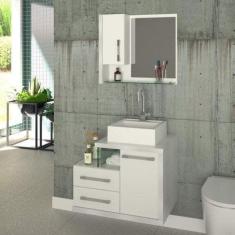 Gabinete para Banheiro 1 Porta 2 Gavetas com Cuba Q35 e Espelheira Leg