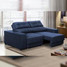 Sofá Retrátil E Reclinável 3 Lugares 1,80m Rubia Suede Azul