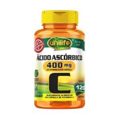 Vitamina C Ácido Ascórbico Unilife 120 Capsulas Veganas