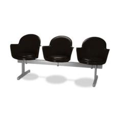 Cadeira em longarina 3 lugares Linha Polipropileno Moon Preto - Design