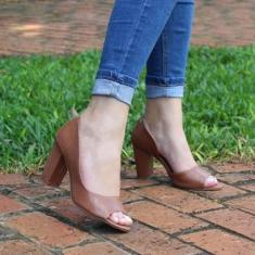 Sandália Zhaceci Salto Bloco Croco-Feminino