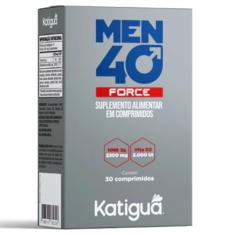 Katiguá, Men 40 Force, HMB 2300 MG + Vitamina C 2000 UI, Sem sabor, Para Homens, 30 Cápsulas rígidas • 10 doses, Cinza