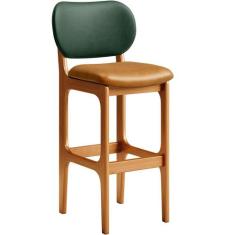 Banqueta Alta Bar Cozinha Sala Jantar Betta L02 Imbuia Material Sintét