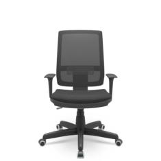 Cadeira Presidente Brizza Tela Back System Com Assento Crepe Plaxmetal Preta