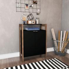 Armário Baixo Multiuso com 2 Portas 65x90cm Preto Tecno Mobili