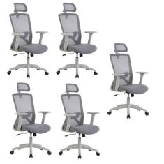 Kit com 5 Cadeira para Escritório Office Dallas Cinza