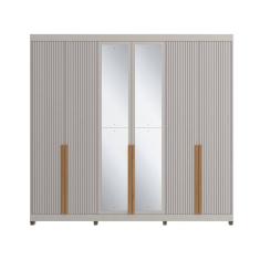 Guarda-roupas Casal 6 Portas Com Espelhos Multimóveis Cr35242 Cinza/nature